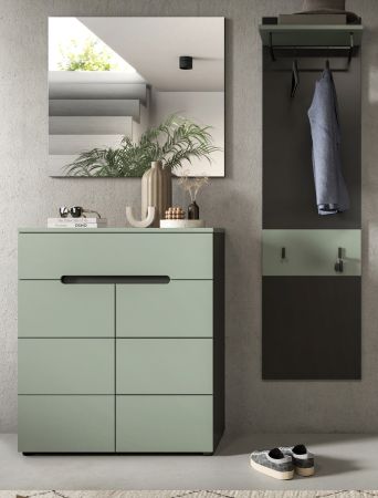 Garderobe Set 3-teilig Cooper in salbei und grau 140 cm, Soft-Close