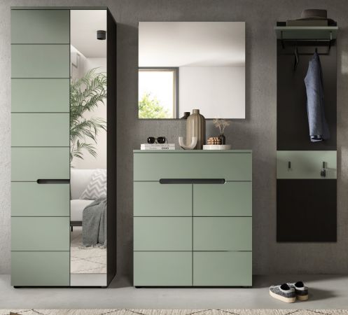 Garderobe Set 4-teilig Cooper in salbei und grau 220 cm, Soft-Close