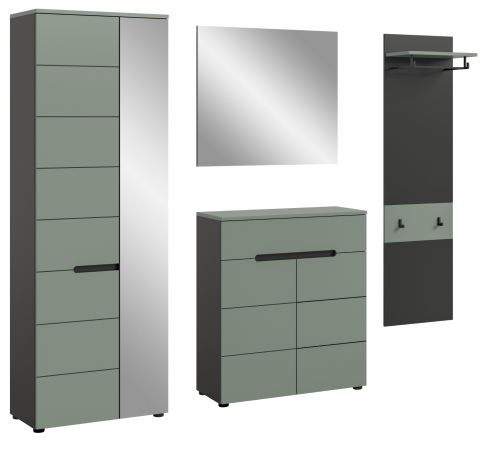 Garderobe Set 4-teilig Cooper in salbei und grau 220 cm, Soft-Close