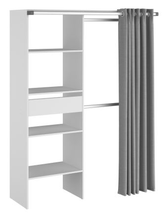 Parisot Kleiderschrank Bari1 in wei und grau Mehrzweckschrank mit Vorhang 143 x 182 cm