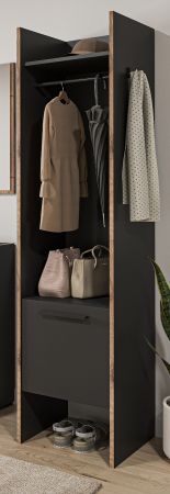 Garderobe Salud in grau und Nox Eiche Kompaktgarderobe 42 x 189 cm