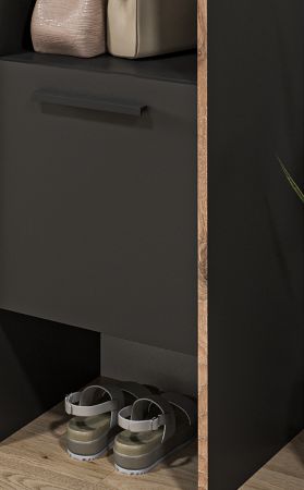 Garderobe Salud in grau und Nox Eiche Kompaktgarderobe 42 x 189 cm
