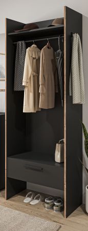 Garderobe Salud in grau und Nox Eiche Kompaktgarderobe 70 x 189 cm