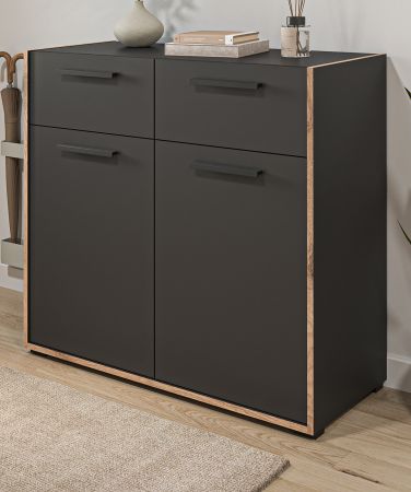 Schuhschrank Salud in grau und Nox Eiche Flur Kommode 95 x 86 cm
