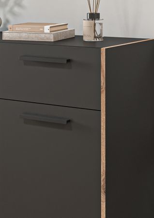 Garderobe Set 3-teilig Salud in grau und Nox Eiche Garderobenkombination 180 x 189 cm