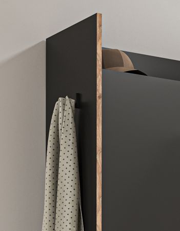 Garderobe Set 3-teilig Salud in grau und Nox Eiche Garderobenkombination 215 x 189 cm