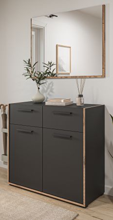 Garderobe Set 2-teilig Salud in grau und Nox Eiche Garderobenkombination 95 x 189 cm