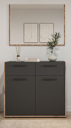 Garderobe Set 2-teilig Salud in grau und Nox Eiche Garderobenkombination 95 x 189 cm