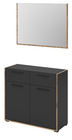 Garderobe Set 2-teilig Salud in grau und Nox Eiche Garderobenkombination 95 x 189 cm