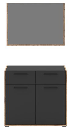 Garderobe Set 2-teilig Salud in grau und Nox Eiche Garderobenkombination 95 x 189 cm