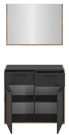 Garderobe Set 2-teilig Salud in grau und Nox Eiche Garderobenkombination 95 x 189 cm