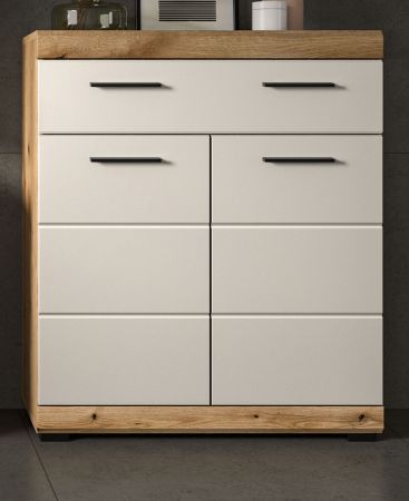 Badezimmer Kommode Shawn in Sand und Evoke Eiche Badschrank 74 x 88 cm