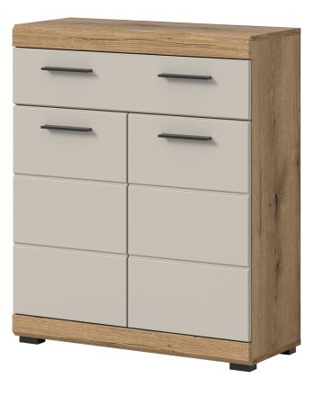 Badezimmer Kommode Shawn in Sand und Evoke Eiche Badschrank 74 x 88 cm
