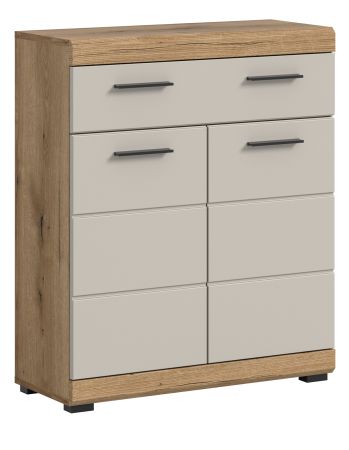 Badezimmer Kommode Shawn in Sand und Evoke Eiche Badschrank 74 x 88 cm