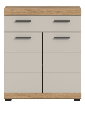Badezimmer Kommode Shawn in Sand und Evoke Eiche Badschrank 74 x 88 cm