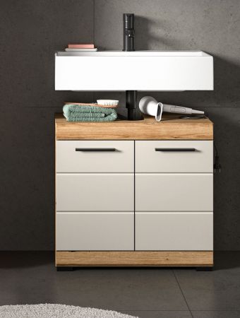 Waschbeckenunterschrank Shawn in Sand und Evoke Eiche Badezimmer Unterschrank 60 cm