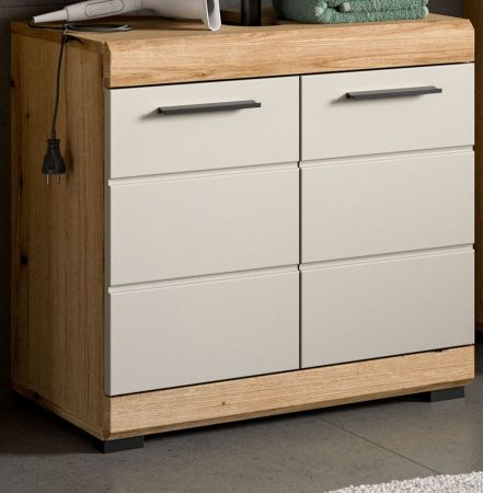 Waschbeckenunterschrank Shawn in Sand und Evoke Eiche Badezimmer Unterschrank 60 cm