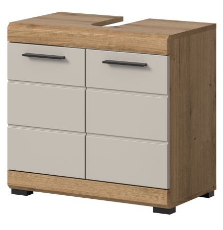 Waschbeckenunterschrank Shawn in Sand und Evoke Eiche Badezimmer Unterschrank 60 cm