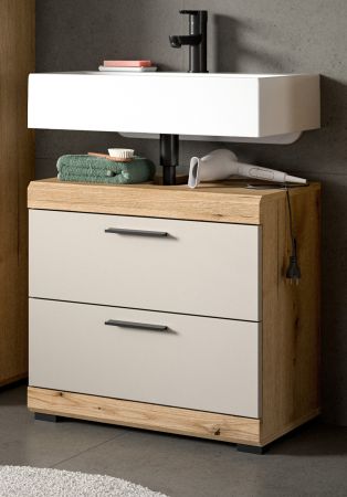 Waschbeckenunterschrank Shawn in Sand und Evoke Eiche Badezimmer Unterschrank 60 cm