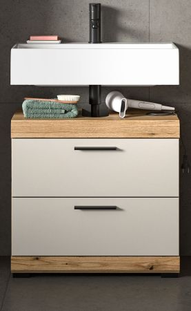 Waschbeckenunterschrank Shawn in Sand und Evoke Eiche Badezimmer Unterschrank 60 cm