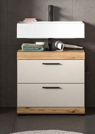Waschbeckenunterschrank Shawn in Sand und Evoke Eiche Badezimmer Unterschrank 60 cm