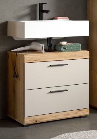 Waschbeckenunterschrank Shawn in Sand und Evoke Eiche Badezimmer Unterschrank 60 cm