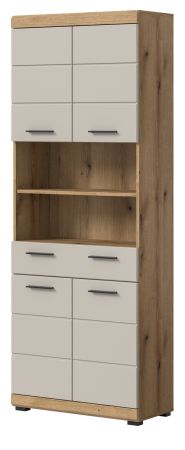 Badezimmer Hochschrank Shawn in Sand und Evoke Eiche Badschrank 74 x 191 cm