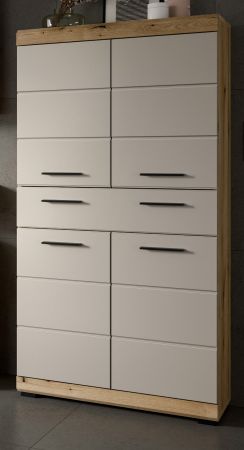 Badezimmer Midischrank Shawn in Sand und Evoke Eiche Badschrank 74 x 141 cm