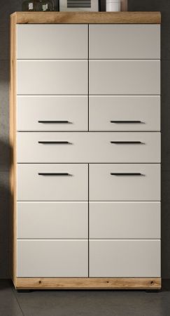 Badezimmer Midischrank Shawn in Sand und Evoke Eiche Badschrank 74 x 141 cm