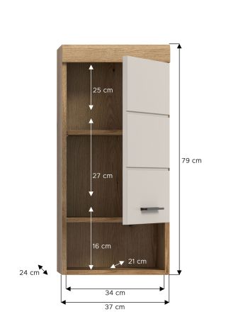Badezimmer Hngeschrank Shawn in Sand und Evoke Eiche Badschrank hngend 37 x 79 cm