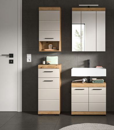 Badezimmer Hngeschrank Shawn in Sand und Evoke Eiche Badschrank hngend 37 x 79 cm