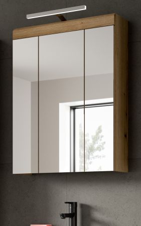 Badezimmer Spiegelschrank Shawn in Evoke Eiche Badschrank 3-trig 60 x 79 cm