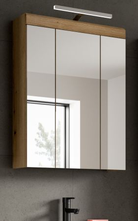 Badezimmer Spiegelschrank Shawn in Evoke Eiche Badschrank 3-trig 60 x 79 cm