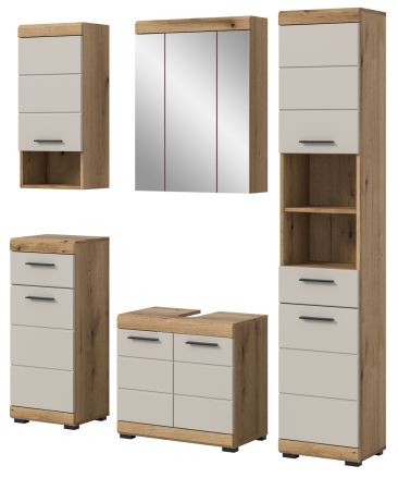 Badmbel Set 5-teilig Shawn in Sand und Evoke Eiche Badkombination 164 x 191 cm