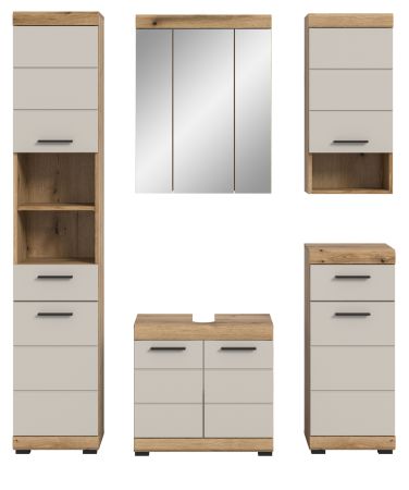 Badmbel Set 5-teilig Shawn in Sand und Evoke Eiche Badkombination 164 x 191 cm