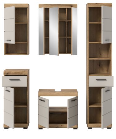 Badmbel Set 5-teilig Shawn in Sand und Evoke Eiche Badkombination 164 x 191 cm