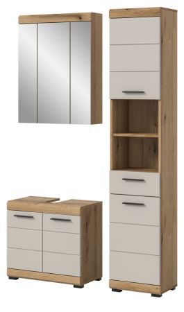 Badmbel Set 3-teilig Shawn in Sand und Evoke Eiche Badkombination 112 x 191 cm