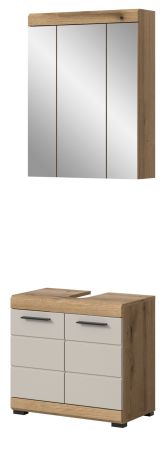 Badmbel Set 2-teilig Shawn in Sand und Evoke Eiche Badkombination 60 x 191 cm