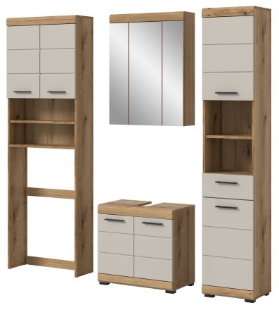 Badmbel Set 4-teilig Shawn in Sand und Evoke Eiche Badkombination 190 x 191 cm