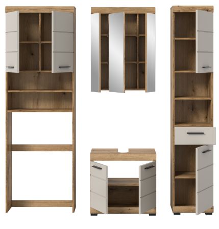 Badmbel Set 4-teilig Shawn in Sand und Evoke Eiche Badkombination 190 x 191 cm