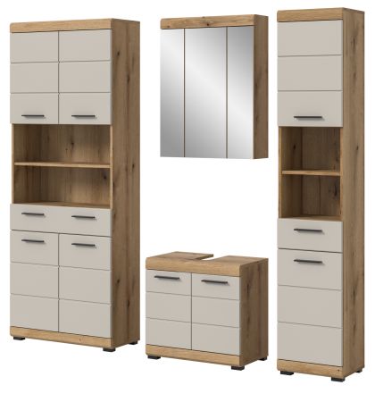 Badmbel Set 4-teilig Shawn in Sand und Evoke Eiche Badkombination 200 x 191 cm