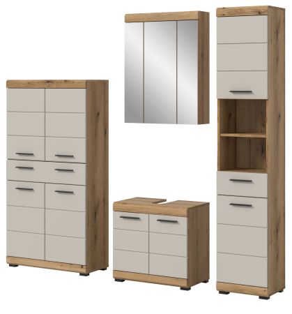 Badmbel Set 4-teilig Shawn in Sand und Evoke Eiche Badkombination 201 x 191 cm