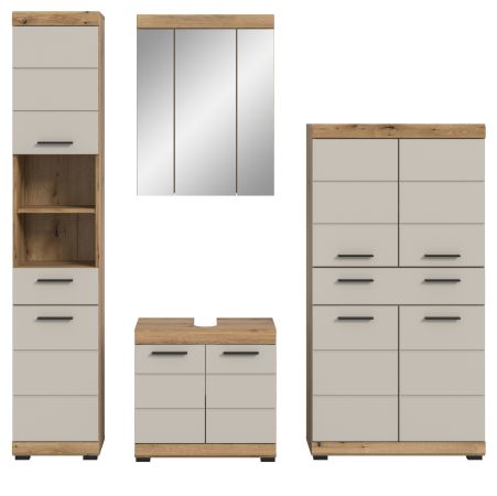 Badmbel Set 4-teilig Shawn in Sand und Evoke Eiche Badkombination 201 x 191 cm
