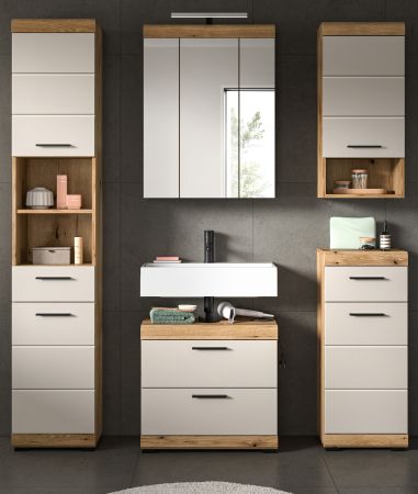 Badmbel Set 5-teilig Shawn in Sand und Evoke Eiche Badkombination 164 x 191 cm