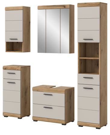 Badmbel Set 5-teilig Shawn in Sand und Evoke Eiche Badkombination 164 x 191 cm