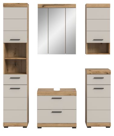 Badmbel Set 5-teilig Shawn in Sand und Evoke Eiche Badkombination 164 x 191 cm