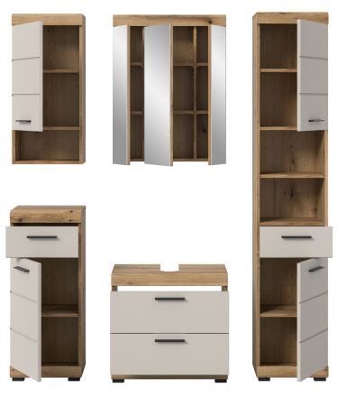 Badmbel Set 5-teilig Shawn in Sand und Evoke Eiche Badkombination 164 x 191 cm