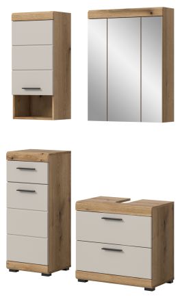 Badmbel Set 4-teilig Shawn in Sand und Evoke Eiche Badkombination 112 x 191 cm