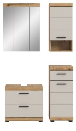 Badmbel Set 4-teilig Shawn in Sand und Evoke Eiche Badkombination 112 x 191 cm