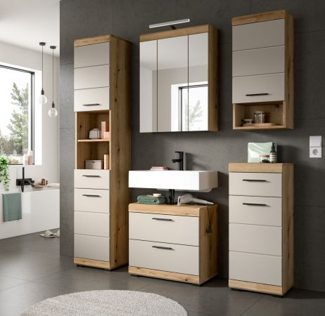 Badmbel Set 2-teilig Shawn in Sand und Evoke Eiche Badkombination 60 x 191 cm